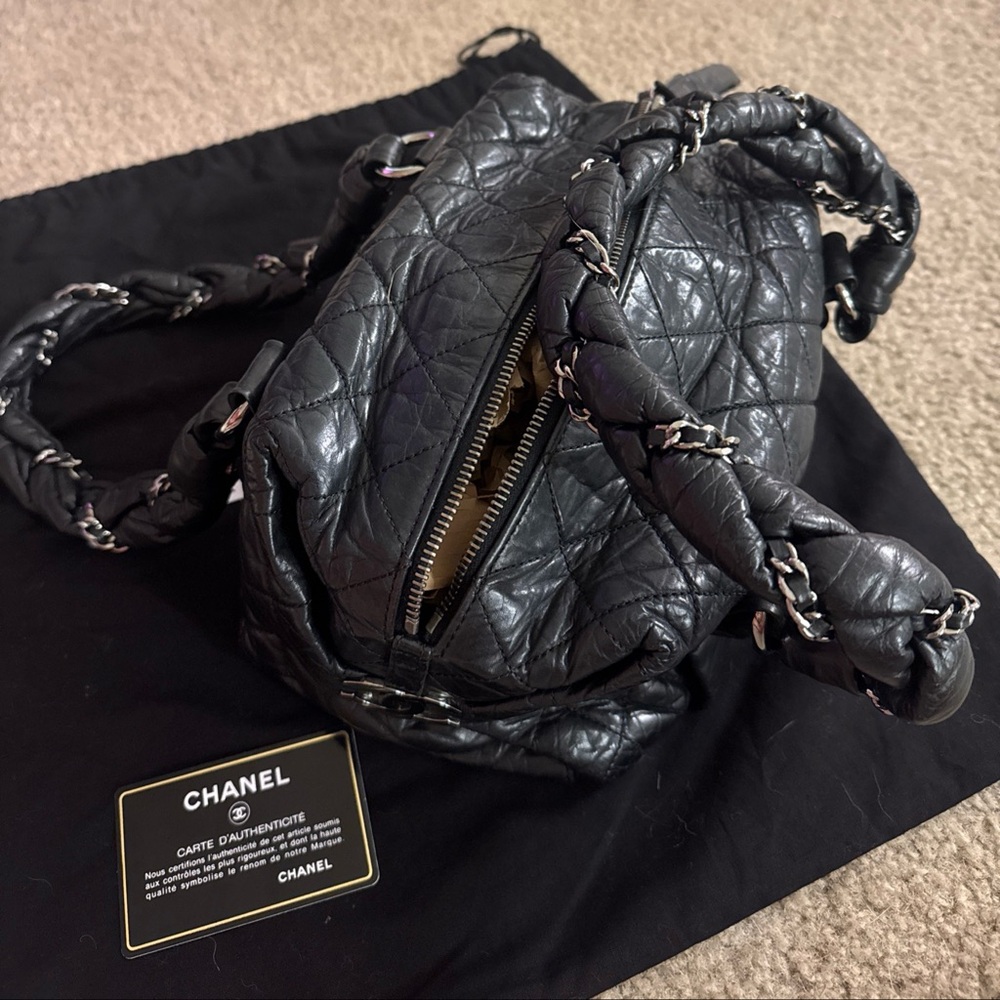 AUTHENTIC CHANEL Black Leather Tote Bag